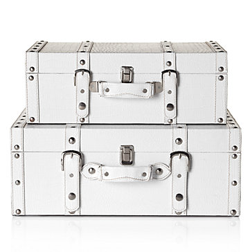 Z Gallerie Veneto Suitcases White Set of 2