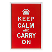 Framed Poster of Keep Calm and Carry On in Red