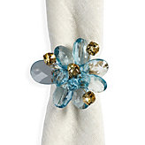 Flora Del Mar Napkin Ring - Set of 4 - Turquoise