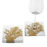 Coral Beverage Napkin - Gold