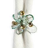 Flora Del Mar Napkin Ring - Set of 4 - Aquamarine