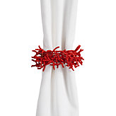 Beaded Coral Napkin Rings - Set of 4 - Red