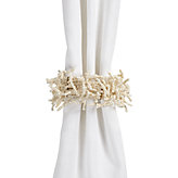 Beaded Coral Napkin Rings - White - Set of 4