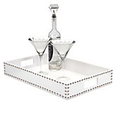 Everglades Faux Croc Rectangular Tray - White