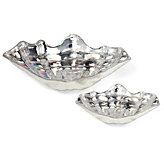 Glass Oyster Shell Shallow Bowls - Silver