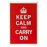 Framed Poster of Keep Calm and Carry On in Red