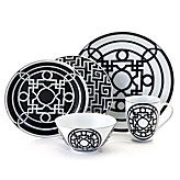 Labyrinth Black & White Dinnerware - Set of 4