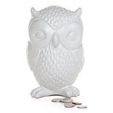 Owl Coin Bank - White