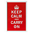 Framed Poster of Keep Calm and Carry On in Red