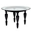 The Silhouette, A High Gloss Black Lacquer Turned Leg Dining Table with Glass Top