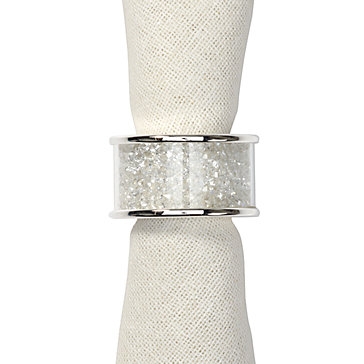 Chrome & Crystal napkin ring set